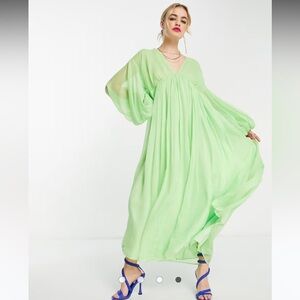 “ASOS” Chiffon Balloon Sleeve Maxi Dress